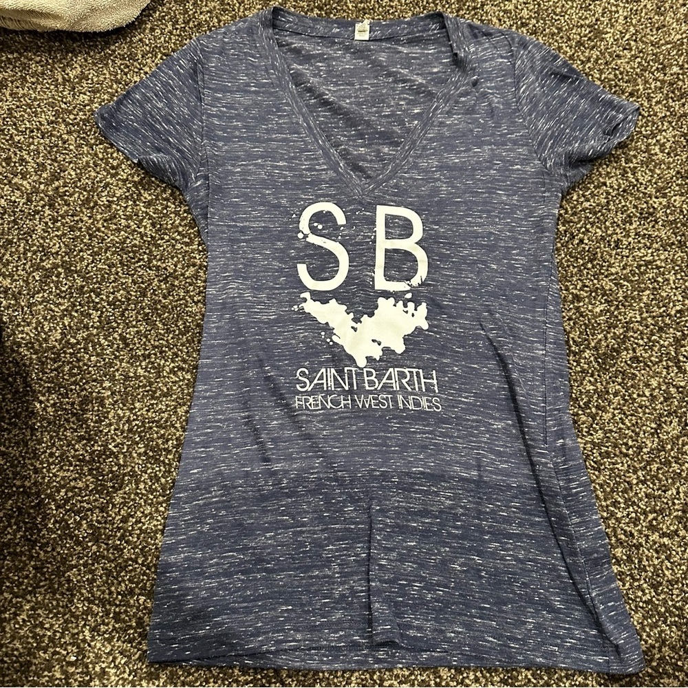 Saint Barth Blue V-Neck T-Shirt - Picture 3 of 12